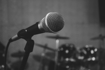 black and grey microphone on stand