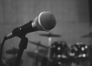 black and grey microphone on stand