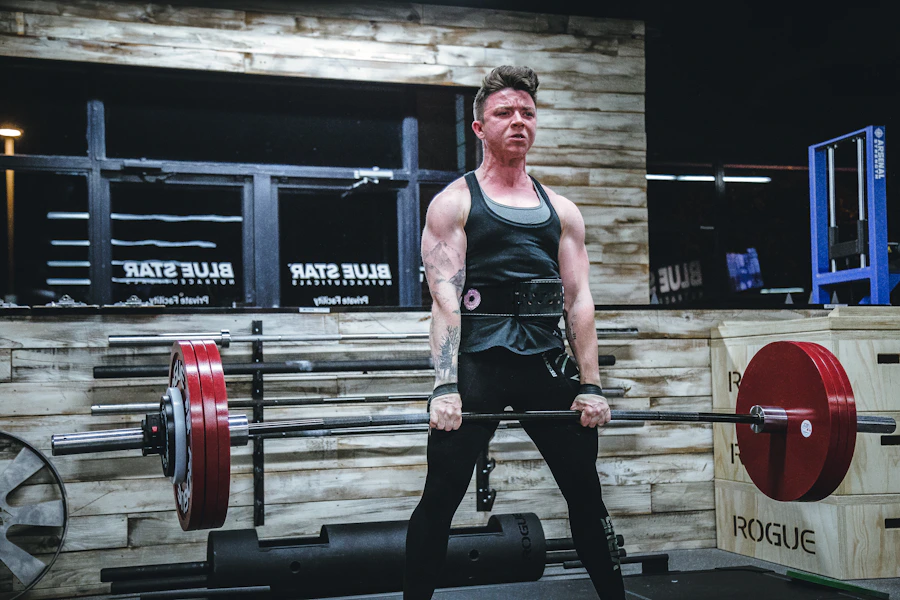 Powerlifter performing a barbell deadlift