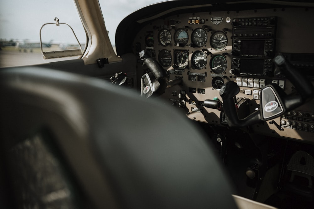 empty aircraft cockpit interior during day