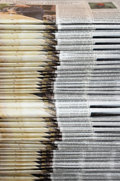 Stacked magazine issues on display