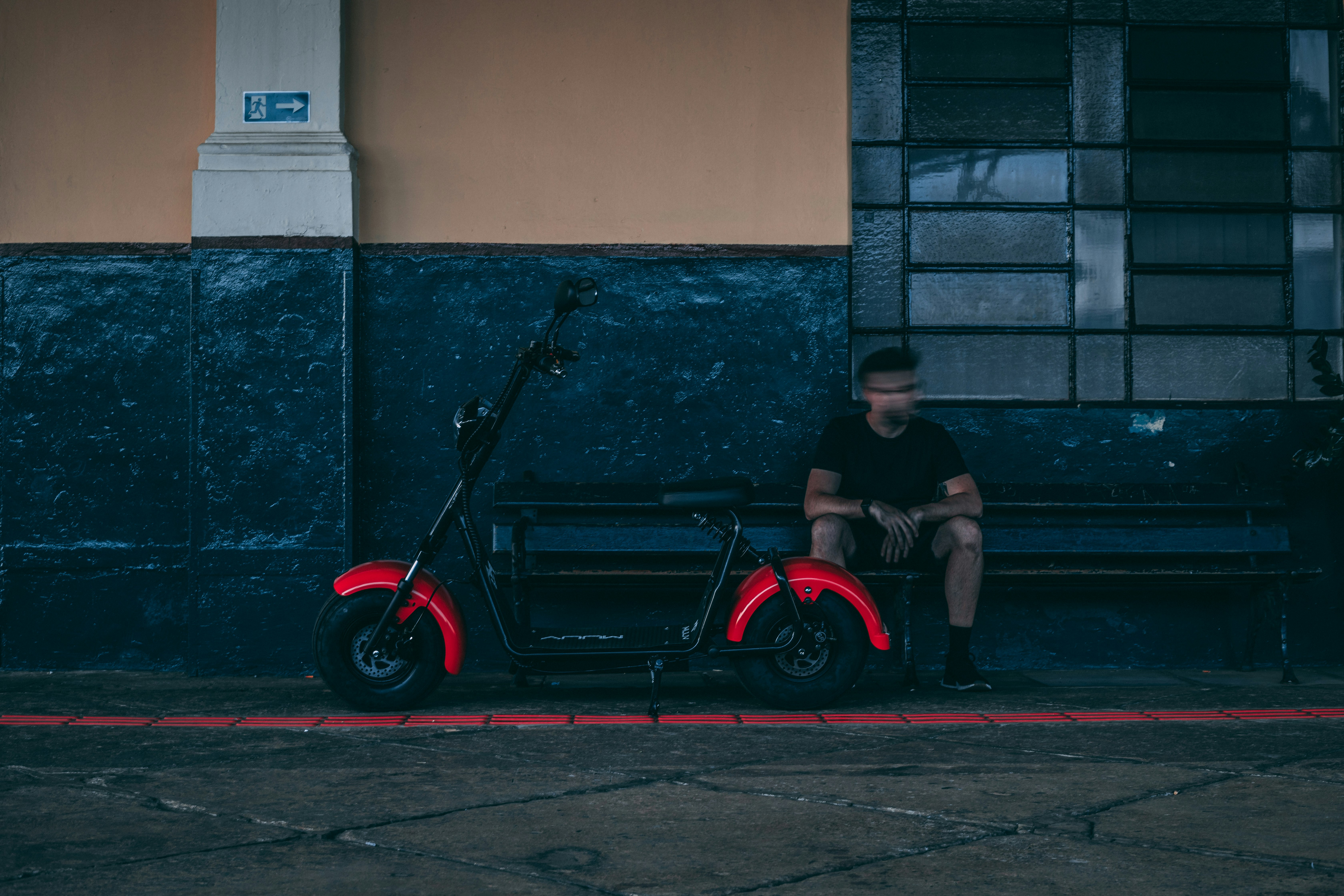 black and red scooter