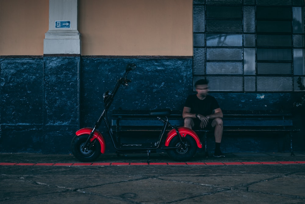 black and red scooter