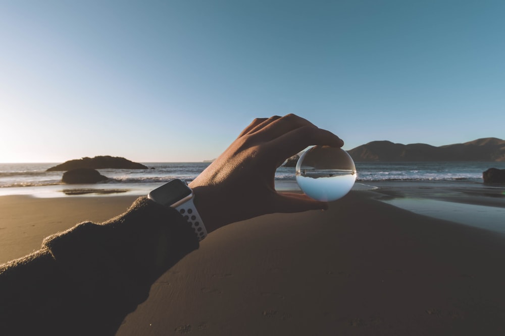 view of sea from clear glass ball