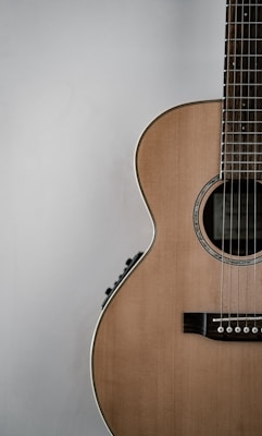 Brown guitar close-up