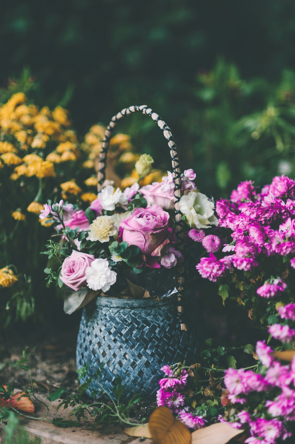 flowers in basket