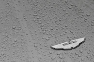Detail shot of water beading off a freshly coated vehicle surface demonstrating the lotus effect.