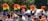 A vibrant and lively celebration featuring a diverse crowd of people. Brightly colored balloons spell out the word 'PRIDE' against a backdrop of trees. Participants are waving rainbow flags and wearing colorful outfits. Signs with the words 'EQUALITY' are visible among the crowd.