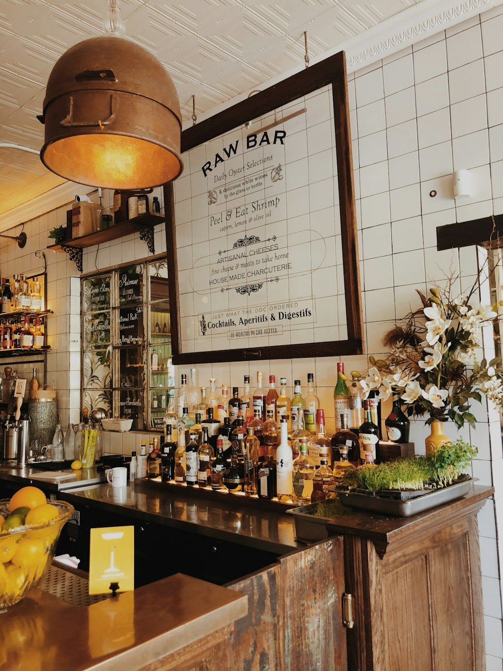 liquor bottles in bar