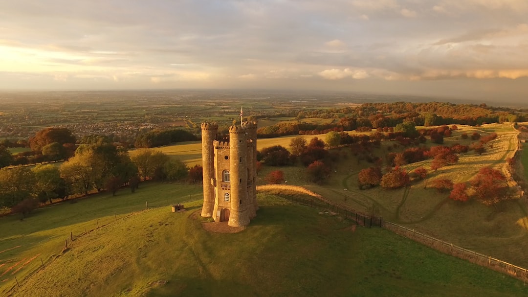 white castle photography, Broadway Tower in weak Autumn sunshine late in the day.