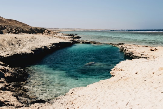 calm body of water between beige ground in Al-Nayzak Egypt