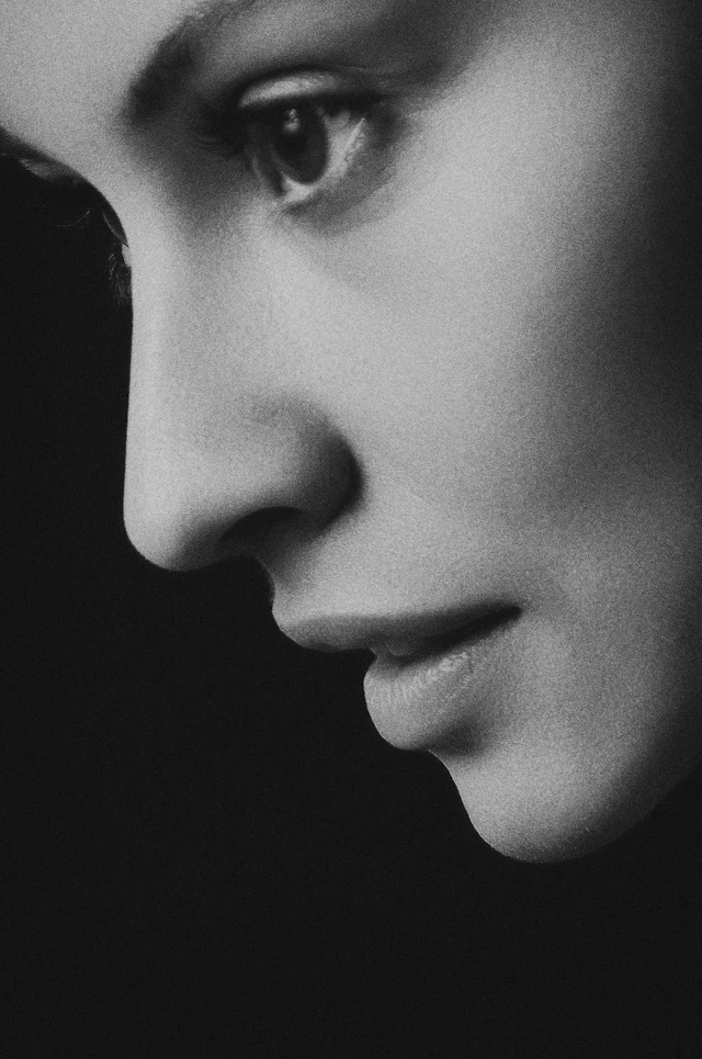 Defined facial contour in profile