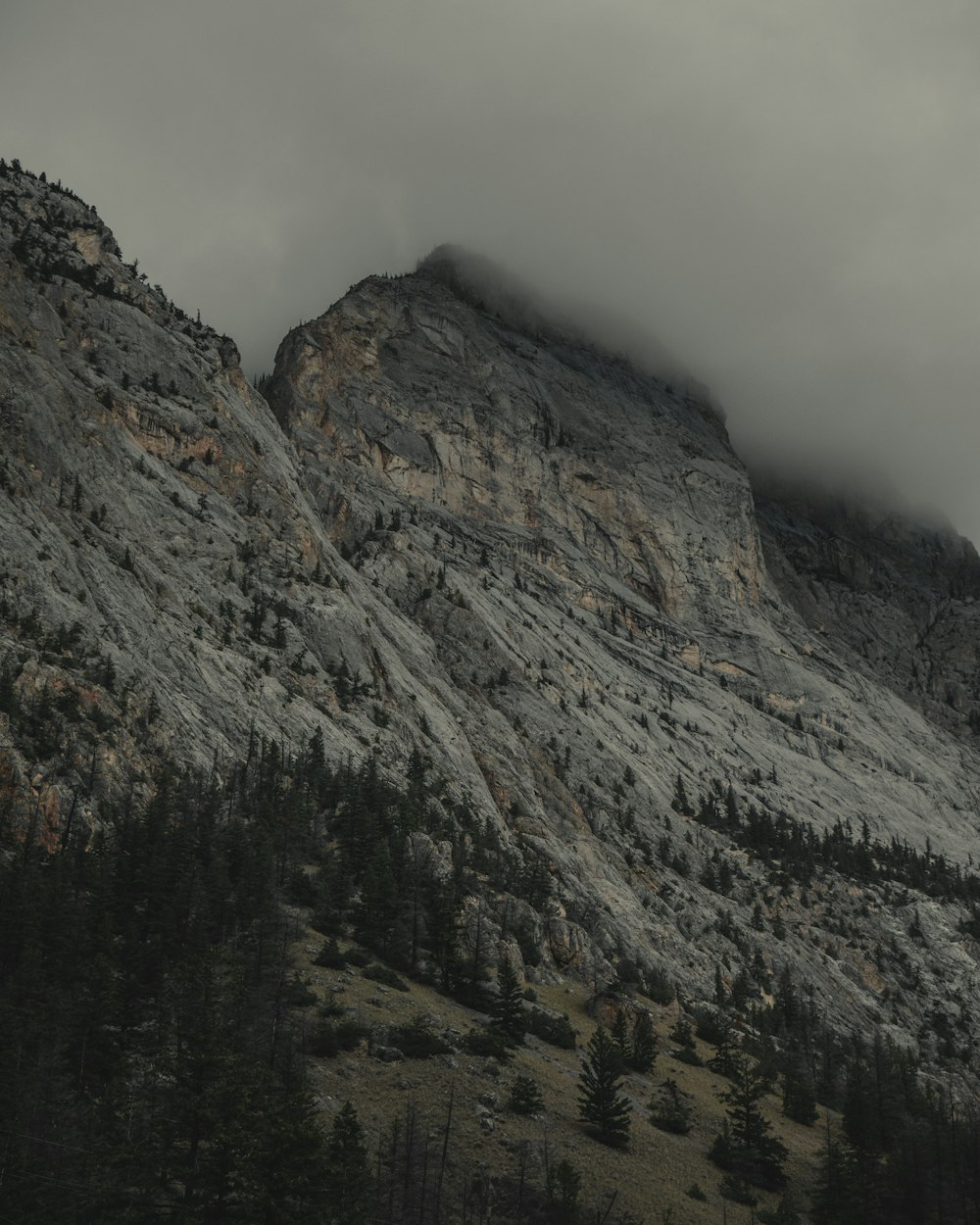 Montagne Rocheuse avec brouillard