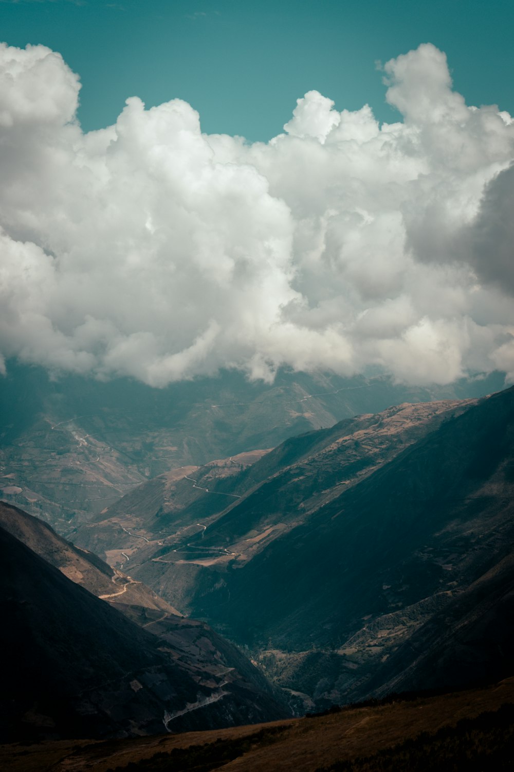 aerial photography of mountain range