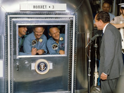 Presidential press photo with astronauts