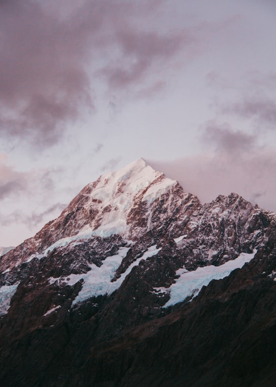 mountain covered by snow in Mount Cook New Zealand