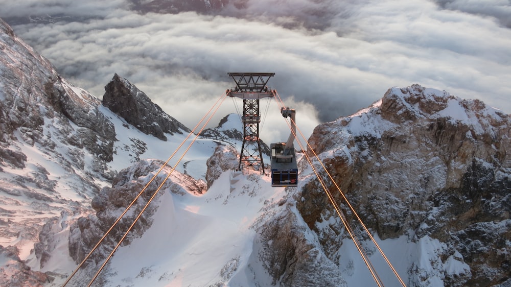 aerial photo of cable car