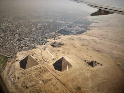 Aerial view of the Giza pyramid complex