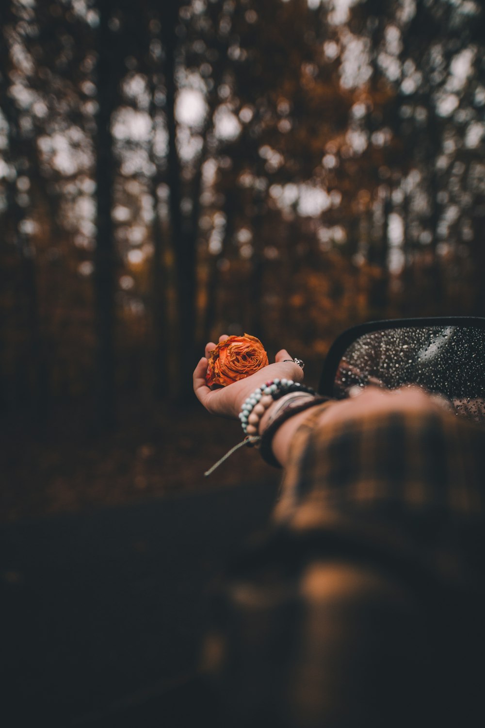 person holding round orange ornament during daytime