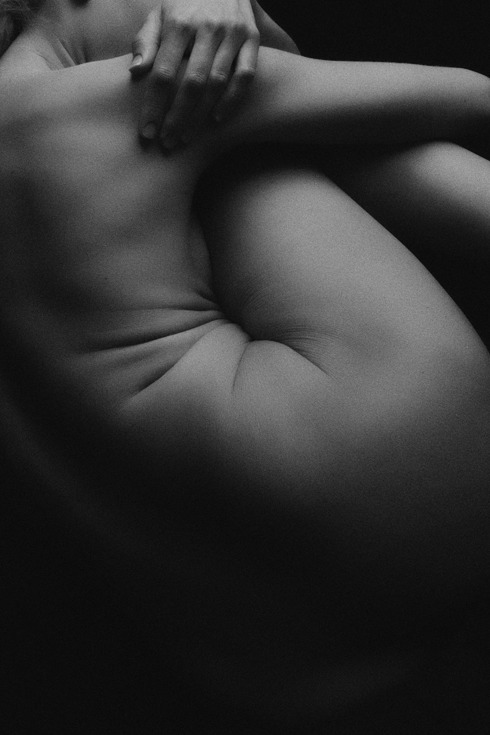 grayscale photography of naked human