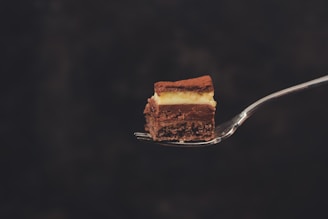 slice of cake on fork