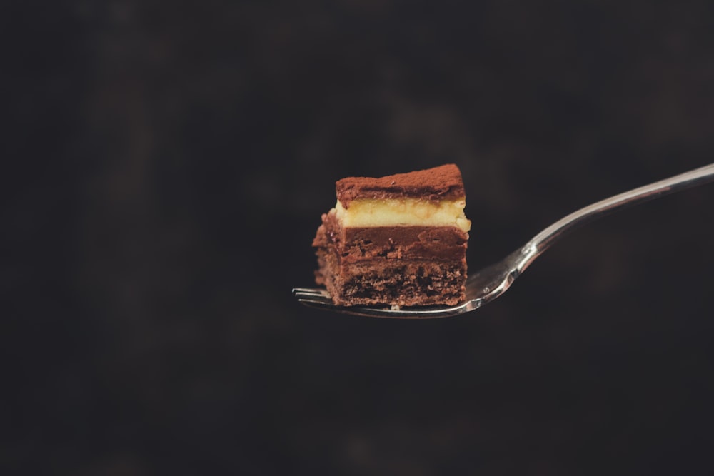 slice of cake on fork