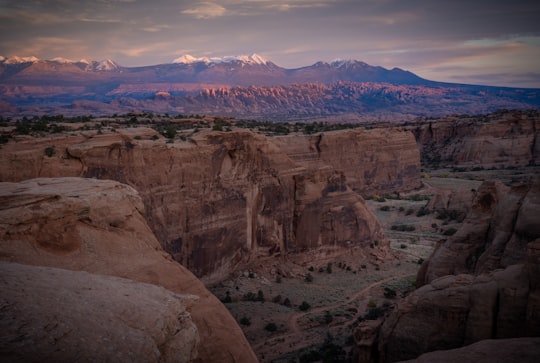 aerial photography of brown rock formation in Moab United States