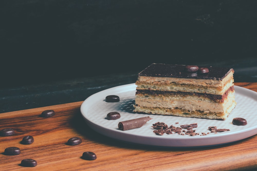 slice of cake placed on tray