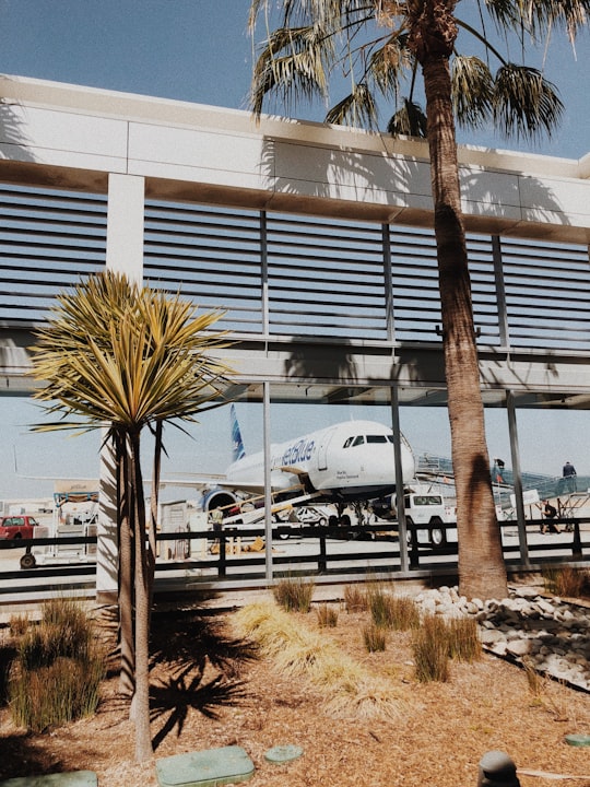 white airliner in tarmac in Long Beach Airport United States