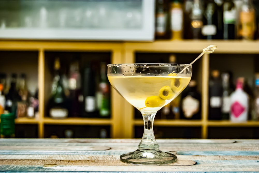 margarita glass filled with yellow liquid