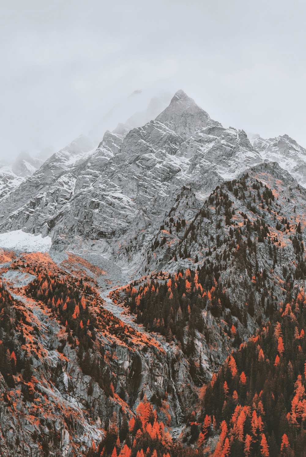 gray mountain under white sky