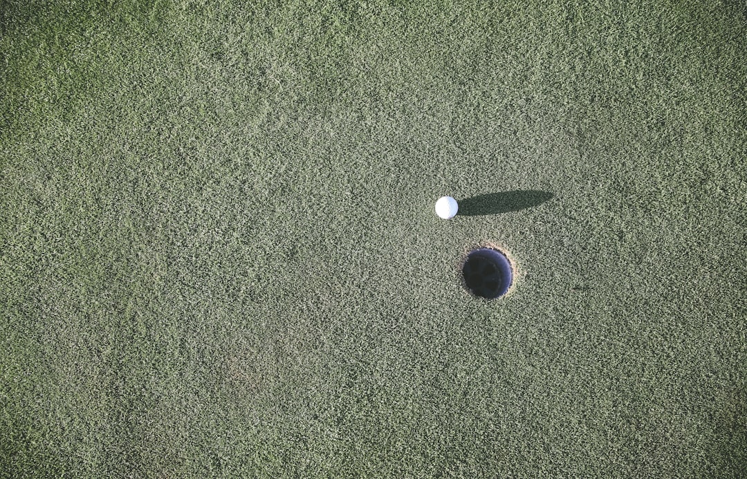 white golf ball near hole