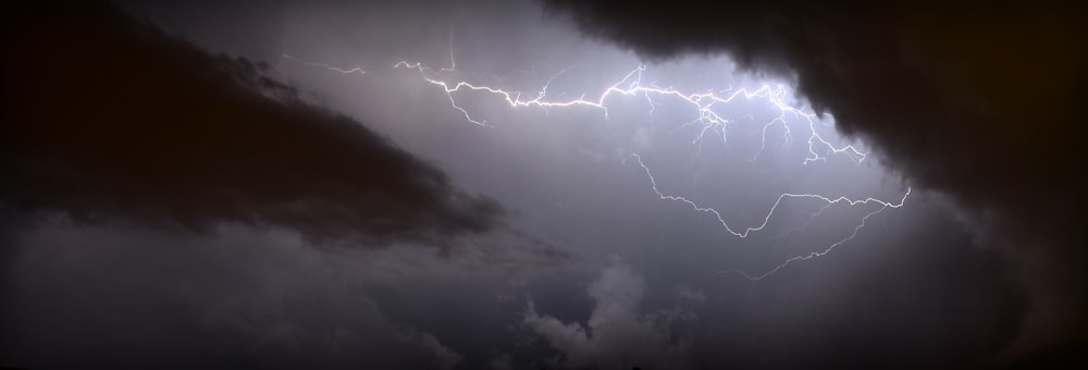 lightning bolts in night sky