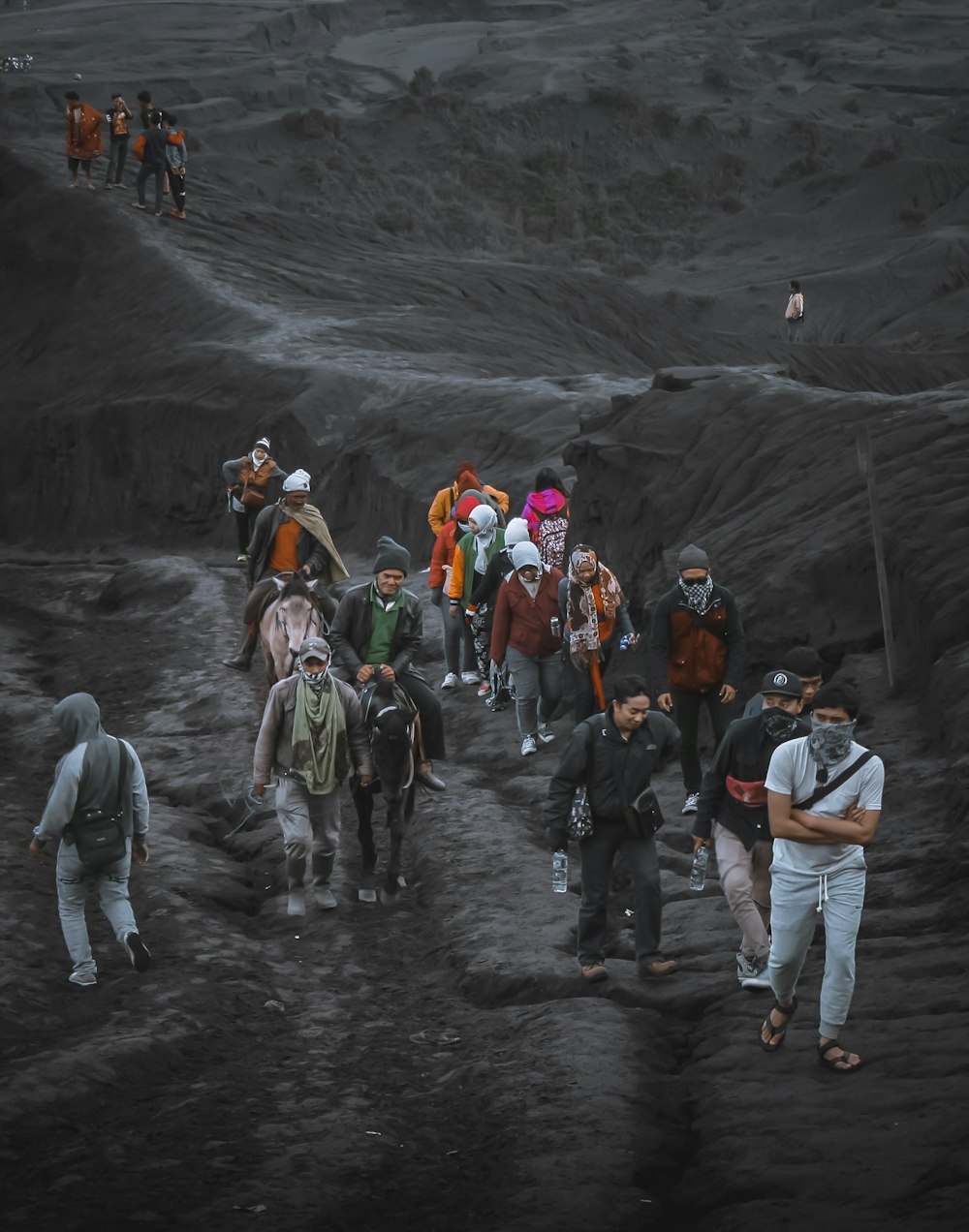 people walking in mountain