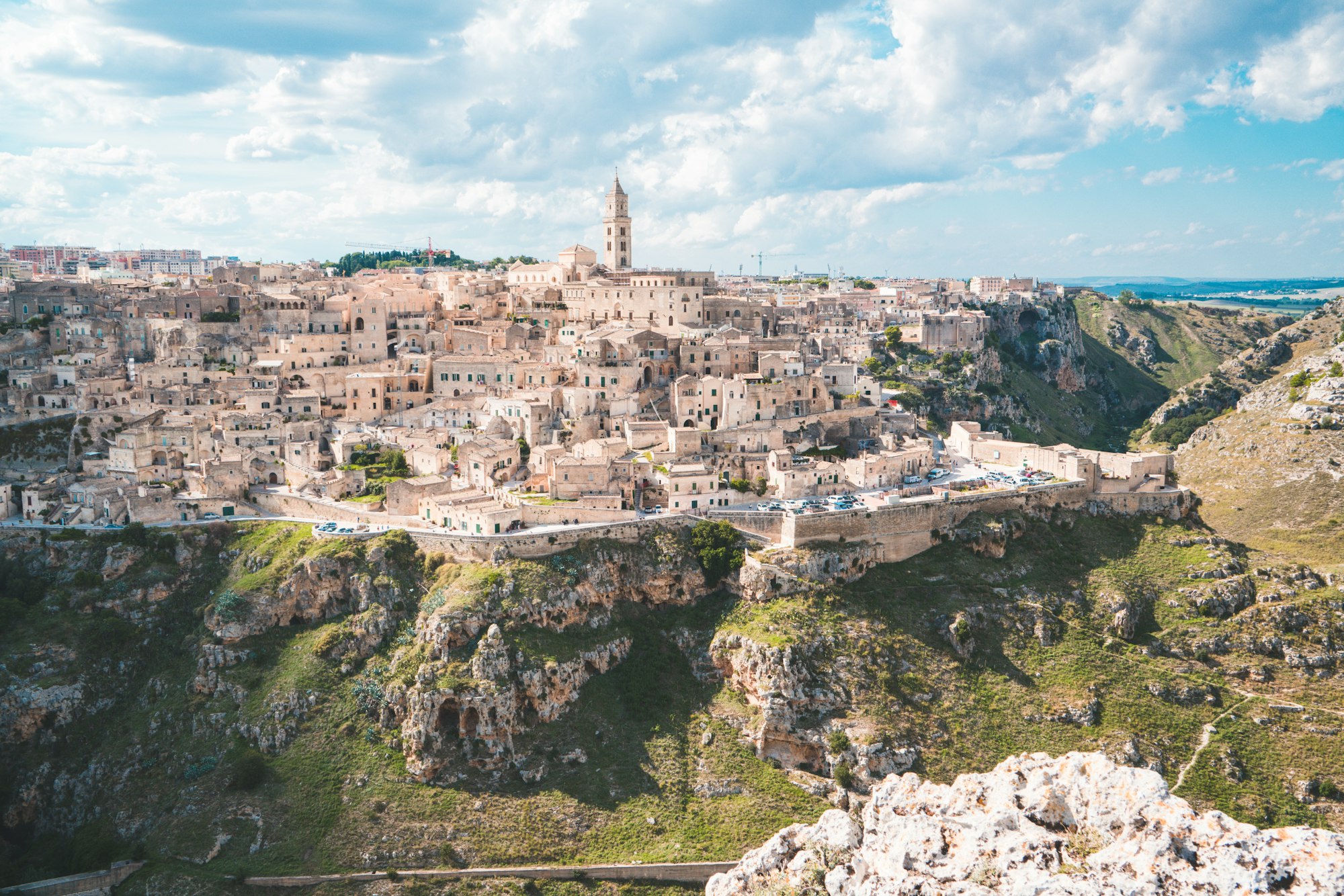 Vista della città vecchia di Matera in vista del 2019