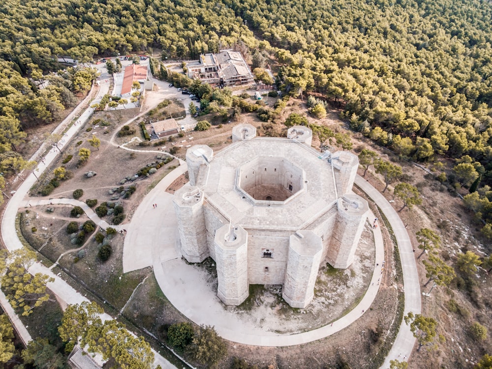 aerial photo of white castle