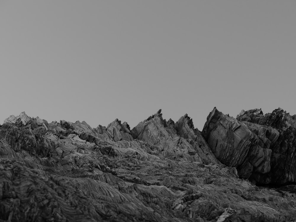 grayscale photography of mountain