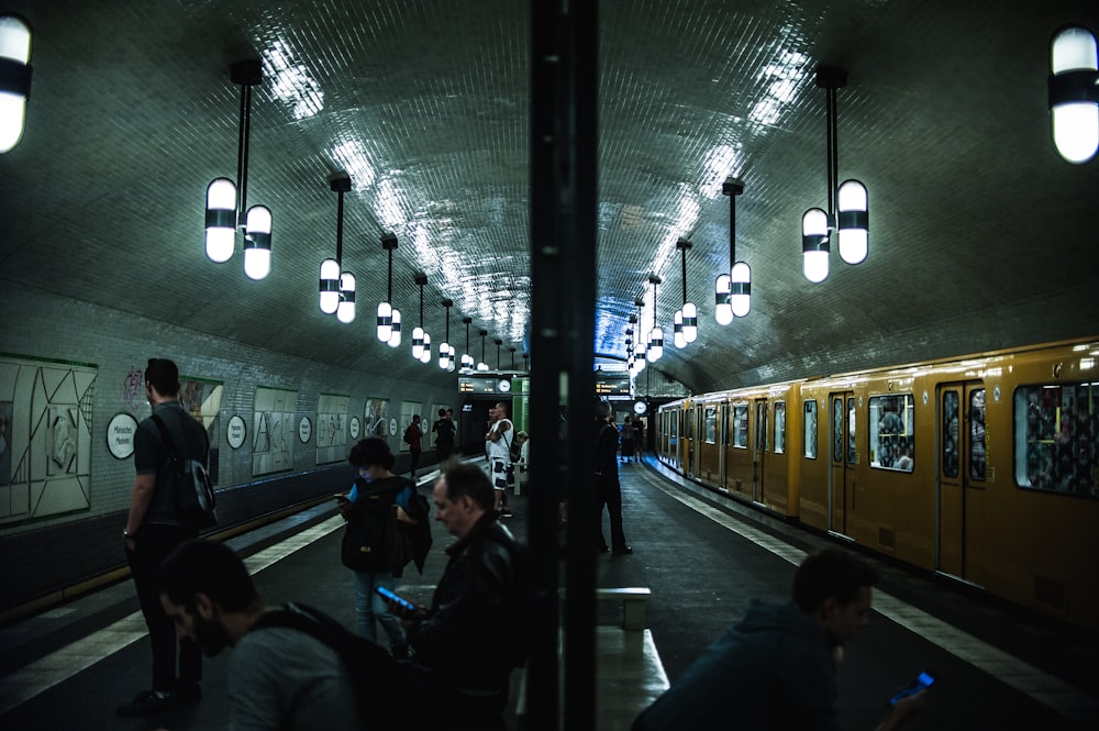 people in train station