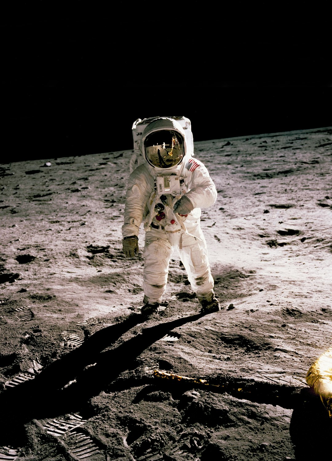 Apollo 11 astronaut Buzz Aldrin walks on the surface of the moon on July 20, 1969, in a photograph taken by Neil Armstrong.