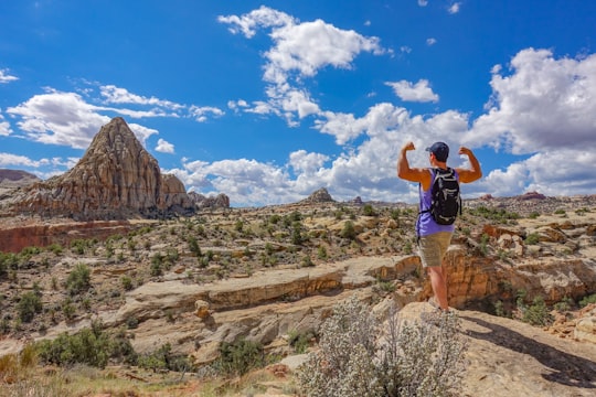 one unknown celebrity in blue tank top in Capitol Reef National Park United States