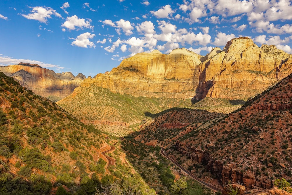 brown canyon under blue sky