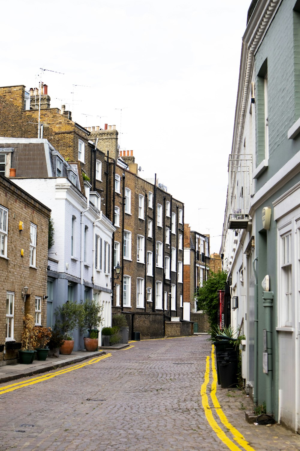 empty road in between buildings at daytime