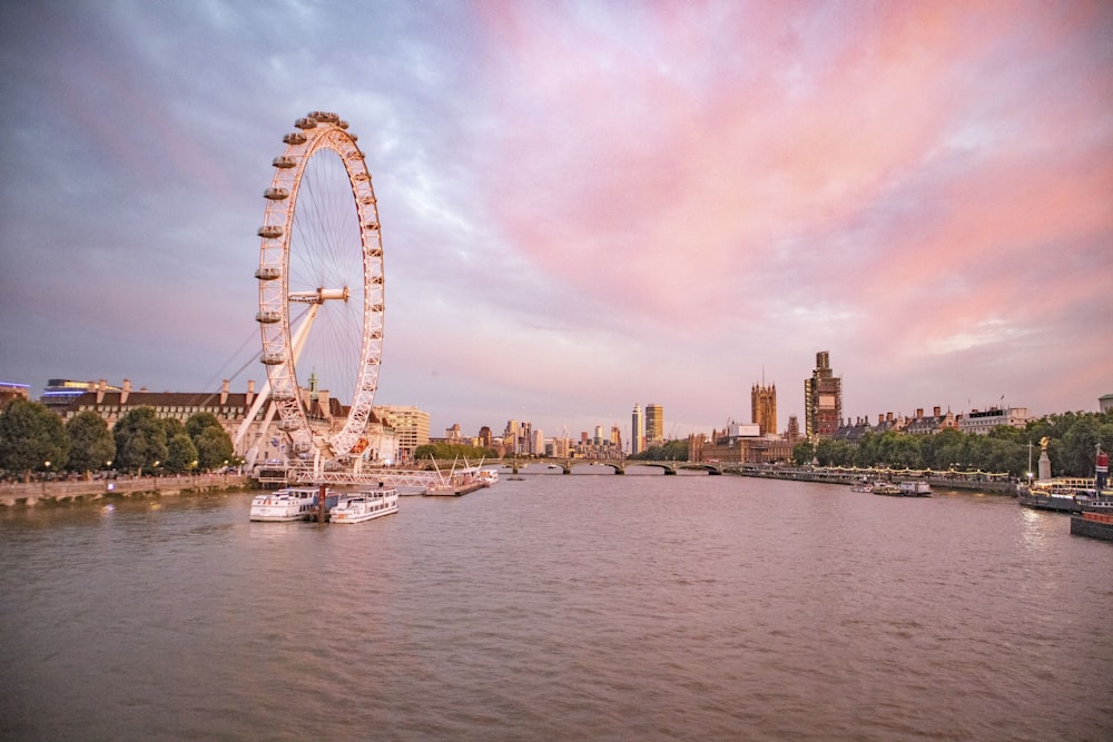 London Eye under cloudy sky at daytime