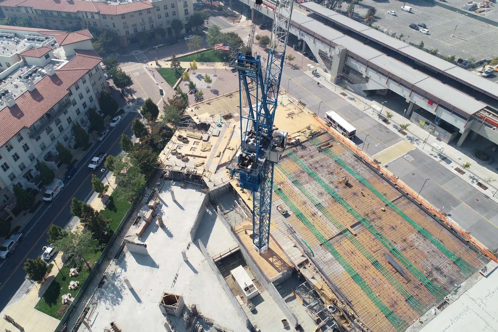 Tower crane over buildings under construction