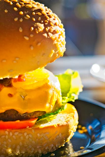 After photo of the same burger with enhanced lighting and colors, making it irresistible.