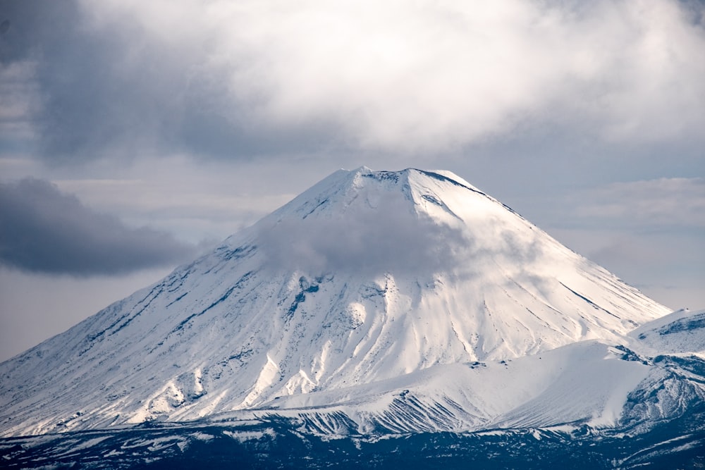 mountain covered by snow