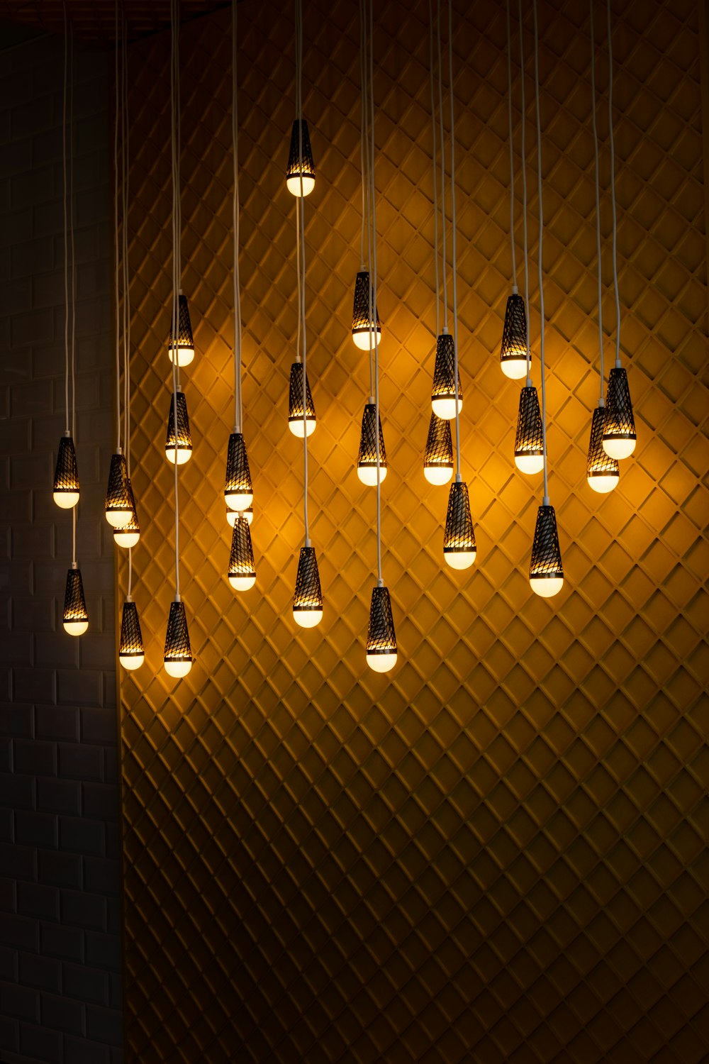 pendant lamps turned on