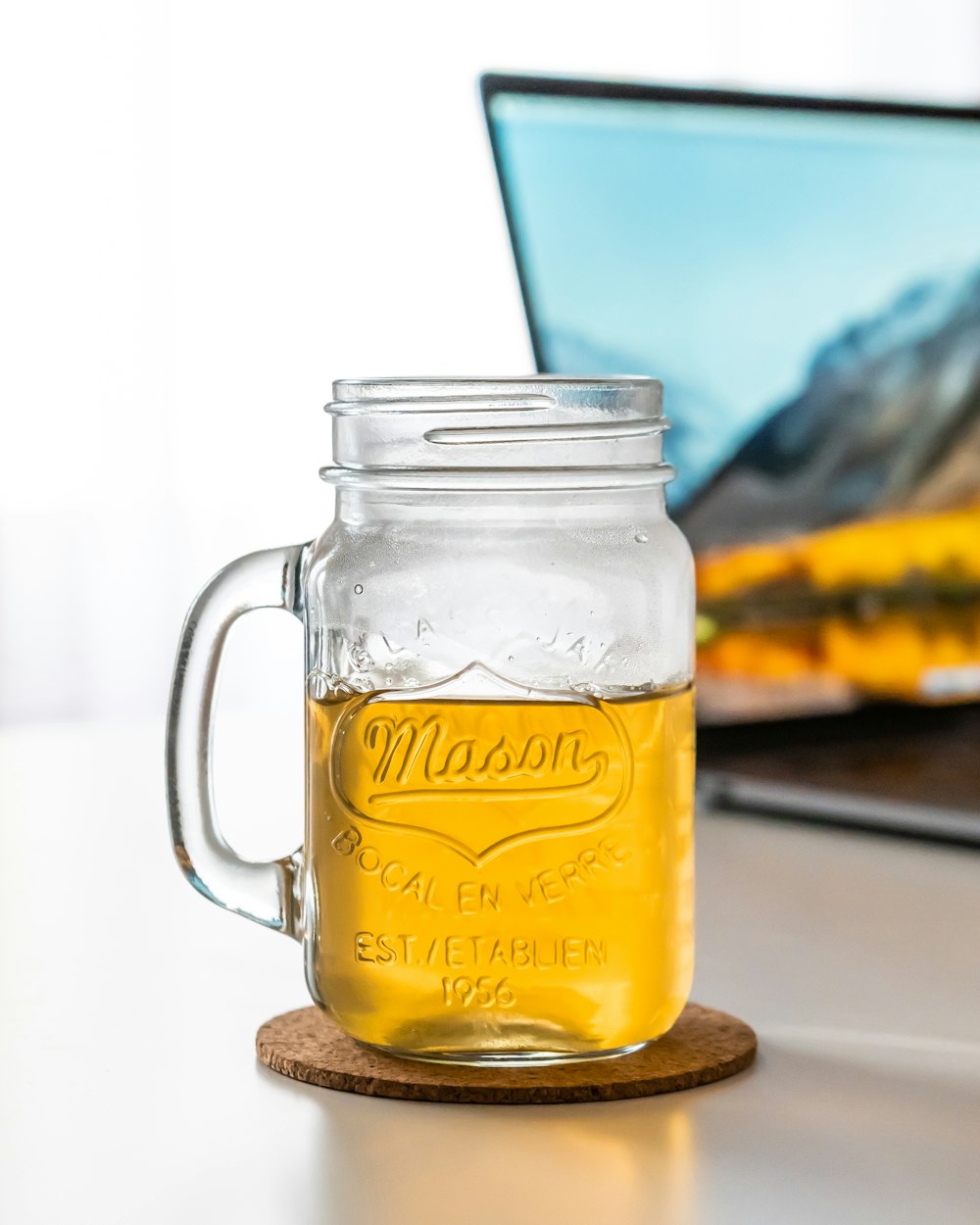 clear mason jar with handle