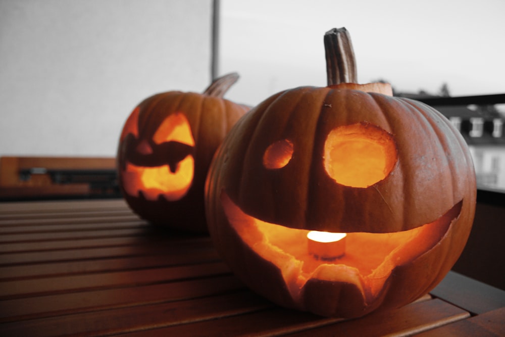 two Jack-O'lanterns