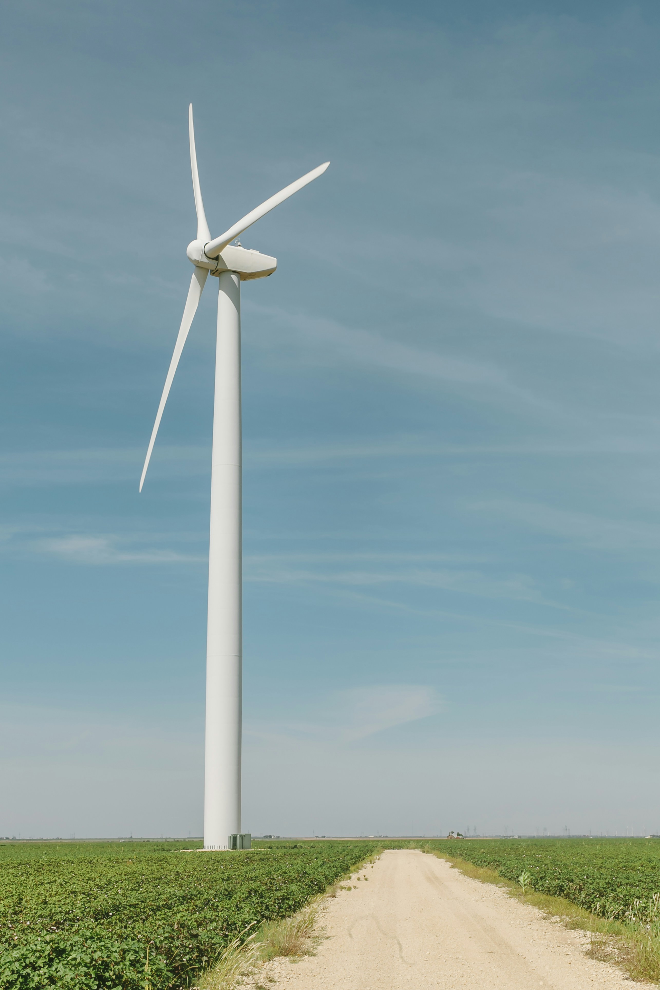 wind turbine beside road